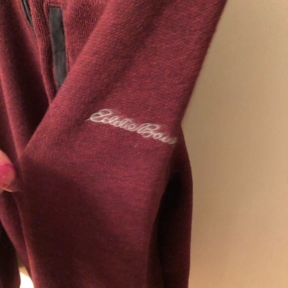 EDDIE BAUER MENS SIZE XL CONVECTOR 1/2 ZIP BURGUNDY PULLOVER SWEATER - Picture 5 of 9